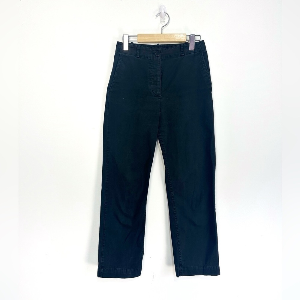 COS Black Stretch Cotton Straight Leg Crop Pants Sz 2